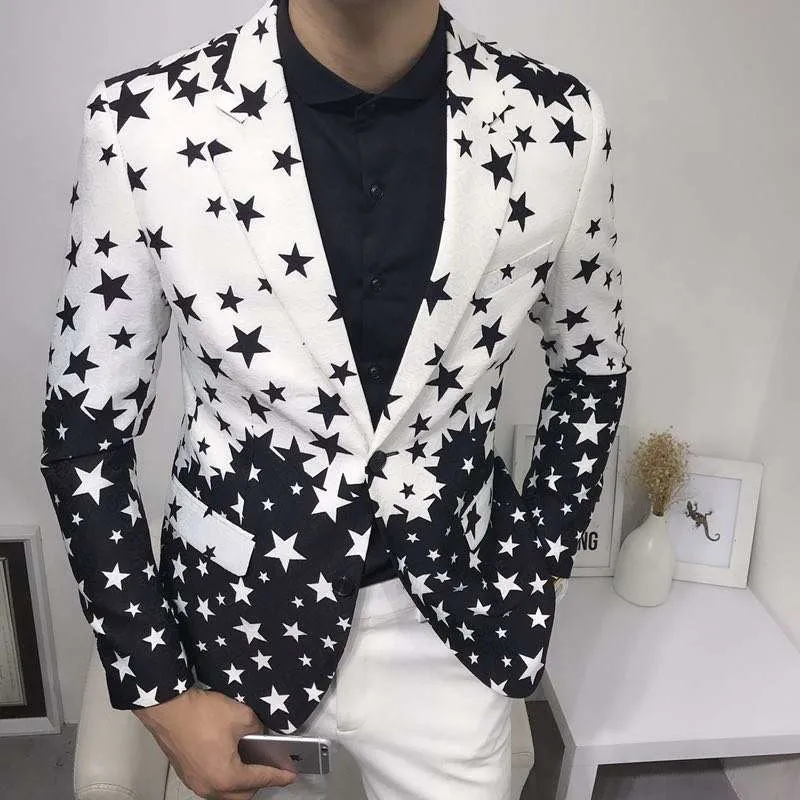 Men'S Grooming Club - Blazer ajustado con estampado de estrellas