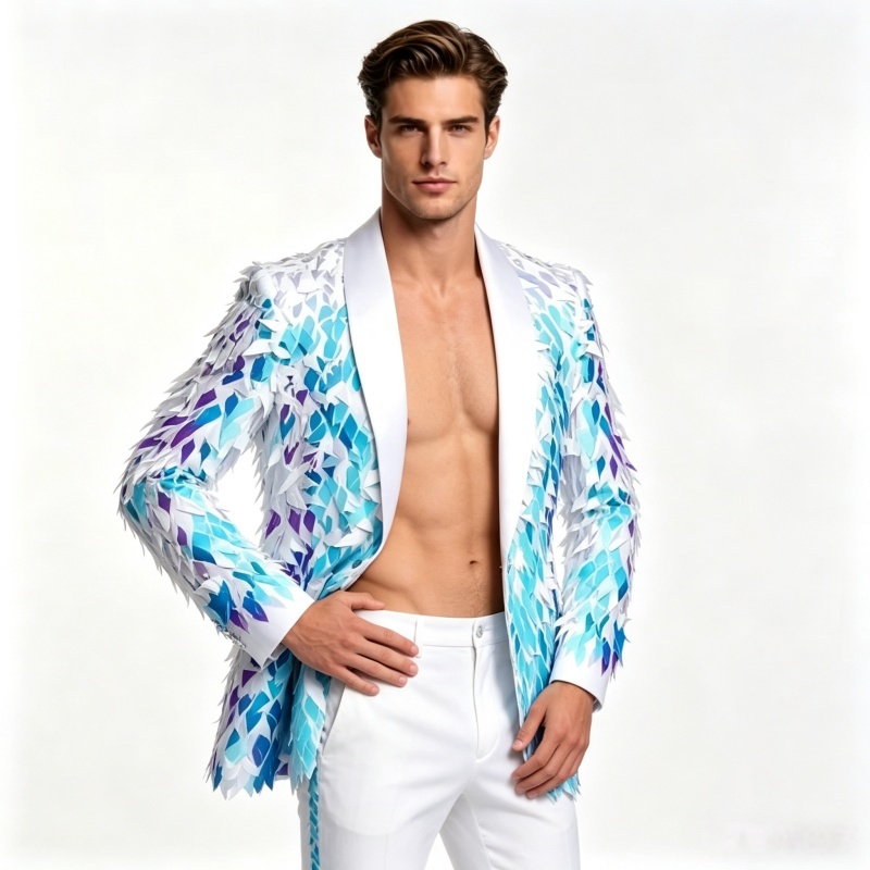 Men'S Grooming Club - Blazer de Lentejuelas Brillantes para Hombre,