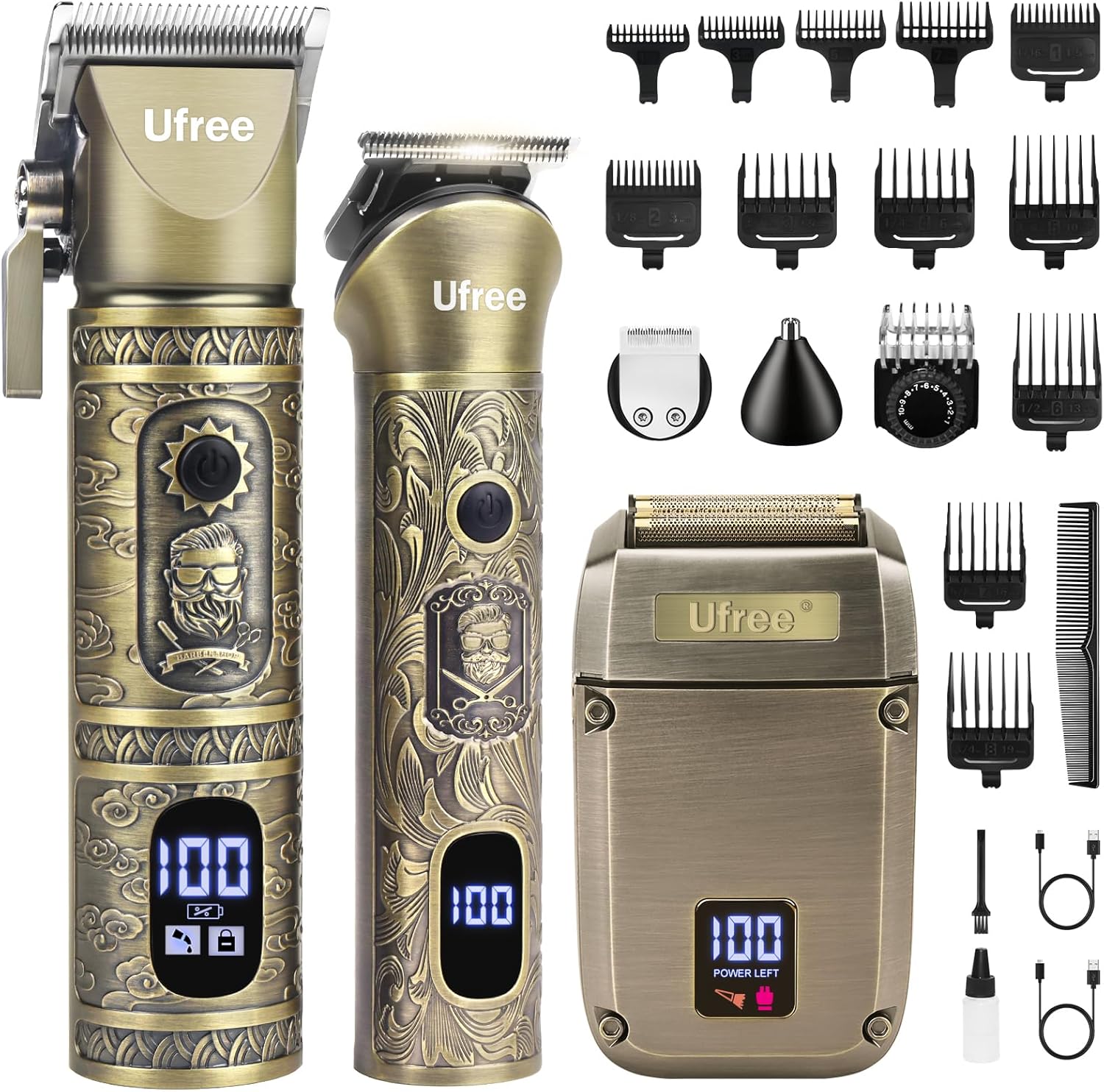Mens Grooming Kit Gift Set - Recortadora de barba y cortapelos para