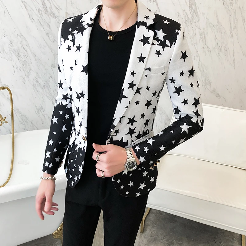 Blazer ajustado con estampado  - Men'S Grooming Club reseña y precio