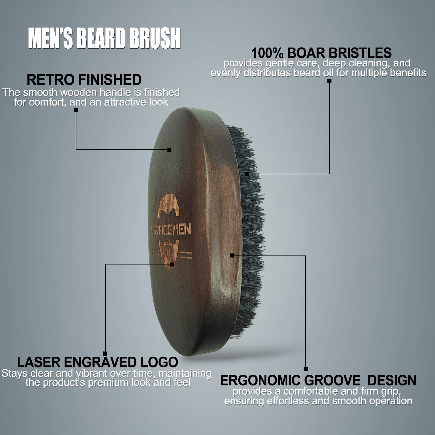 Kit de barba Gracemen: cepillo - Mens Grooming Kit Gift Set reseña y precio